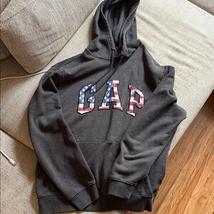 GAP Charcoal Hoodie with Flag Pattern Logo